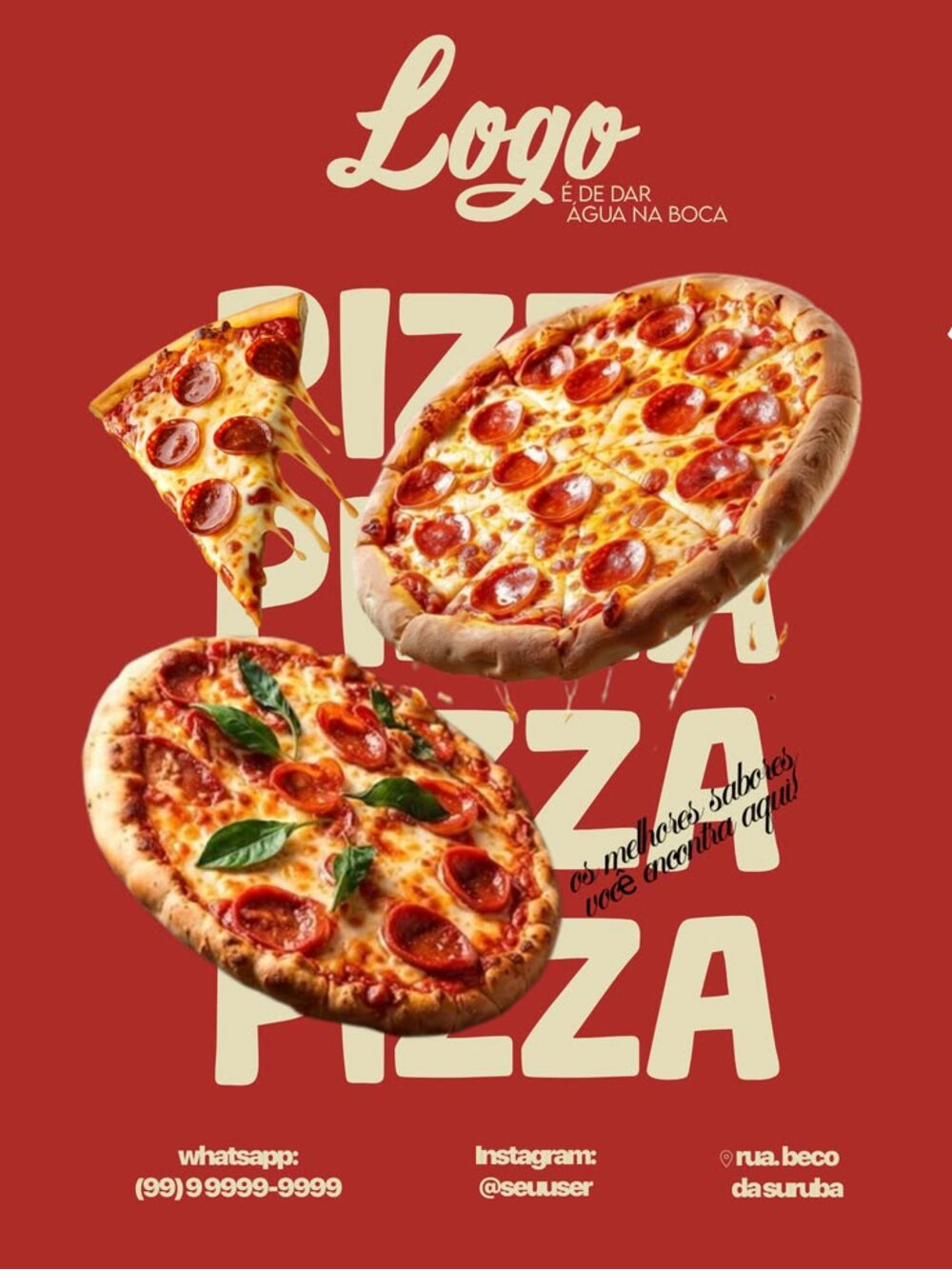Beispiel für Flyer-Design in Rot mit Pizza-Motiv